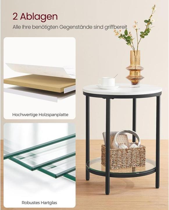 Actual product image Vasagle Side table wood white 45.0 x 45.0 x 55.0 cm (45 x 45 x 55 cm)