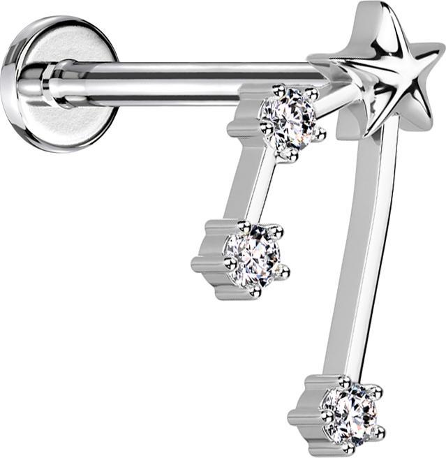 Immagine prodotto Star Piercing Micro Labret filo interno in argento Segno zodiacale Toro con cristalli (Acciaio chirurgico 316L, Ottone)