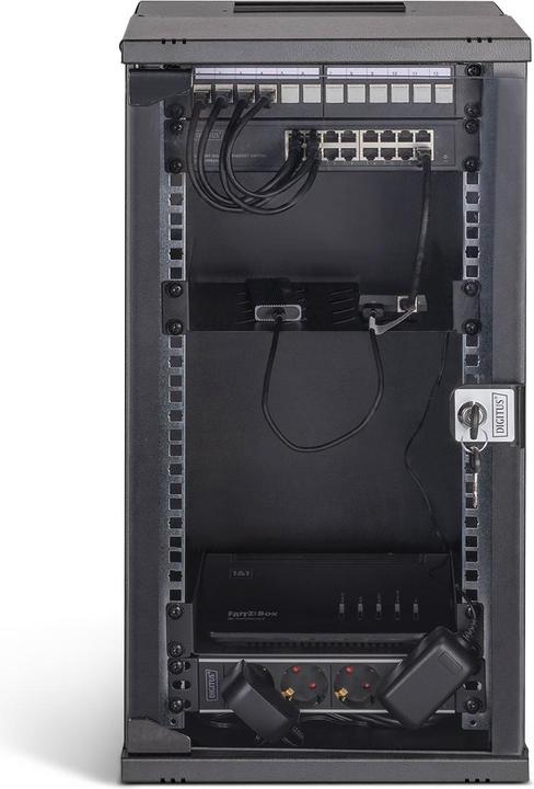Produktbild Digitus 10" Netzwerk-Set, 12HE Wandgehäuse und Zubehör, sw SOHO PRO Version (10 Zoll Rack)