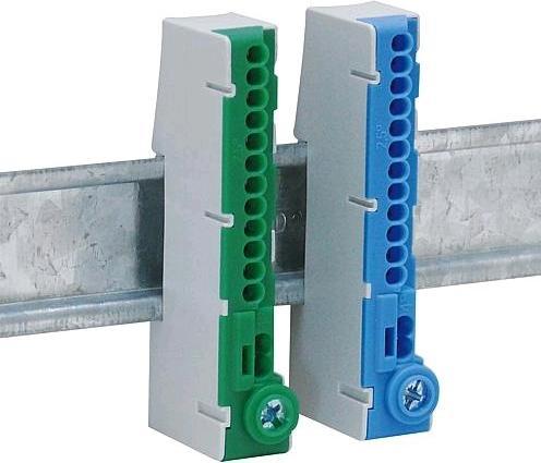 Actual product image Pollmann Pluggable neutral conductor terminal for mounting rails N14-S blue
