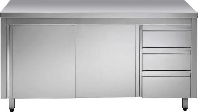 Actual product image Gastro Hero Stainless steel work cabinet ECO with hinged door and drawers