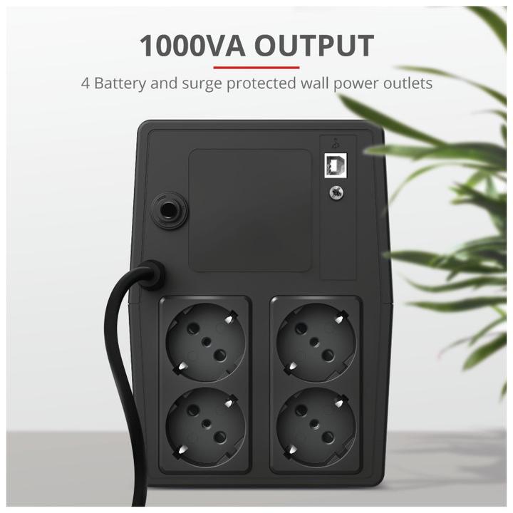 Actual product image Trust UPS||600 Watts|1000 VA|Wave form type Simulated sinewave|23504 (1000 VA, 600 W, Line-interactive UPS)