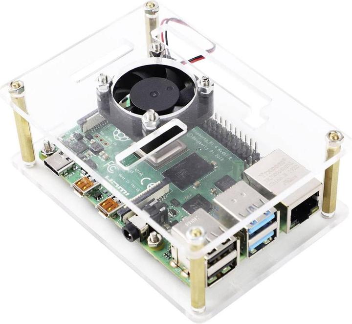Produktbild Renkforce RBP-PLC100 SBC-Gehäuse Passend für: Raspberry Pi, Banana Pi, Rock Pi inkl. aktiven Kühler Transparen
