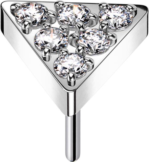 Star Piercing Threadless Dreieck silber Kristalle silber (ohne Messing, Titan G23)