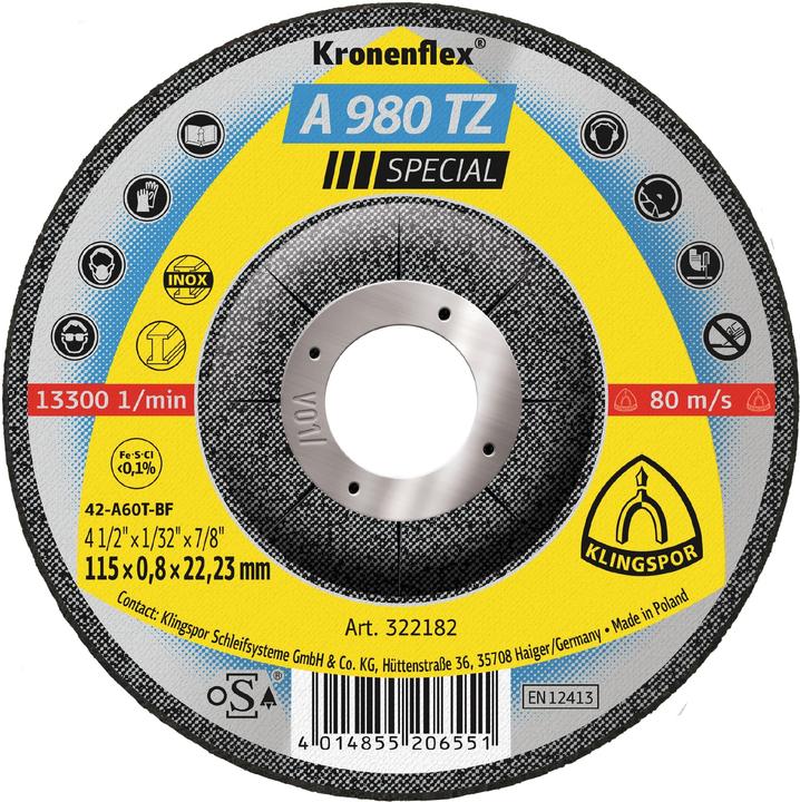 Actual product image Klingspor A 980 TZ Special - cutting-off wheels 115 x 0,8 x 22,23 mm