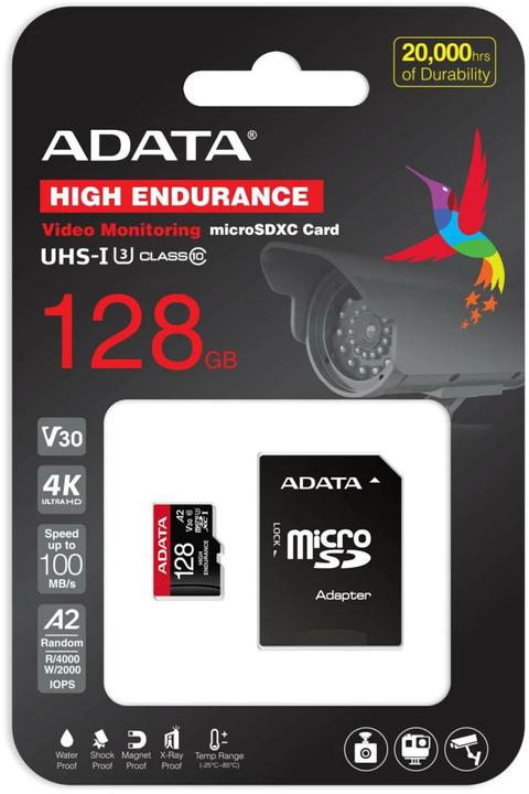 Productafbeelding Adata microSDXC-kaart High Endurance 128 GB (128 GB, microSDXC, U3, UHS-I)