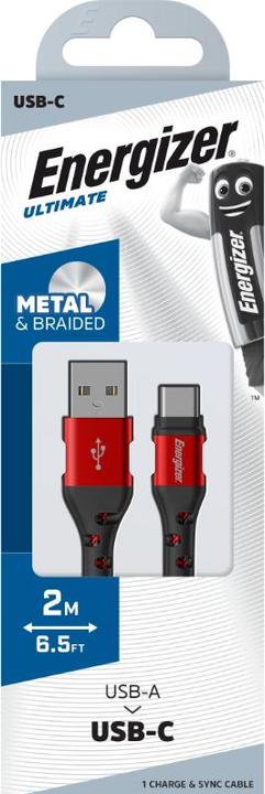 Actual product image Energizer Metal / braided nylon cable - USB-C - 2 m, red (2 m)