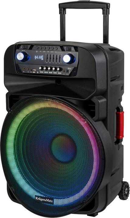 Produktbild Krüger&Matz Aktiv-Lautsprecherbox (mit 2 UHF- SD- Bluetooth- FM- USB- LED-Funkmikrofonen) 60 Watt