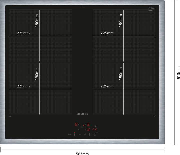 Produktbild Siemens iQ700, Induktionskochfeld, 60 cm, herdgesteuert, Schwarz, Mit Rahmen aufliegend, EY645CXB6E