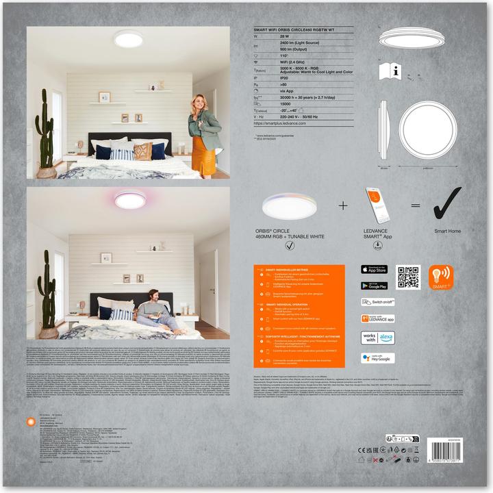 Image du produit Ledvance Smart+ Orbis Circle blanc 46 cm Noir 36W 1500 lum TW+RGB (2400 lm)