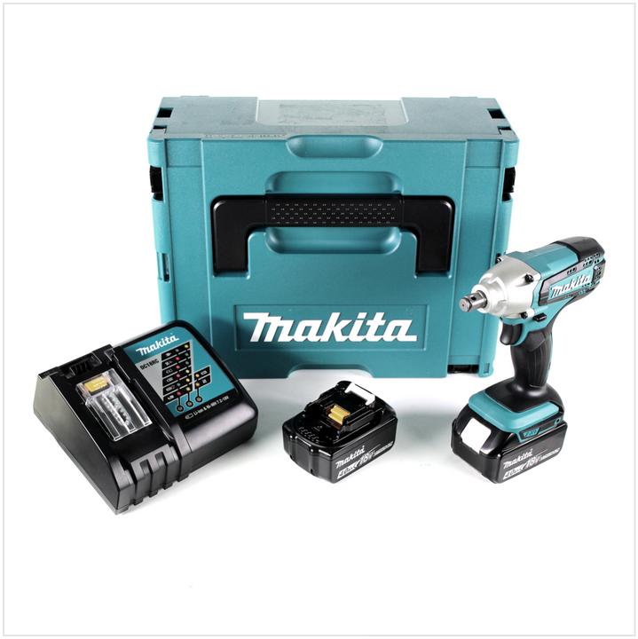 Actual product image Makita DTW 190 RMJ 18 V Li-Ion Cordless Impact Wrench + Makpac Case + 2 x Batteries BL 1840 B 4,0 Ah (Rechargeable battery operated)