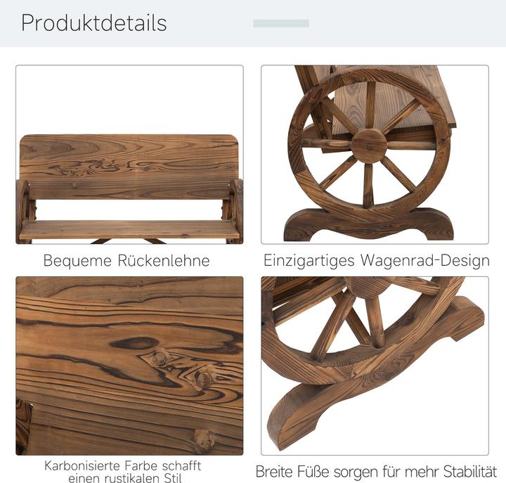 Image du produit Outsunny Banc de jardin en forme de roue de chariot