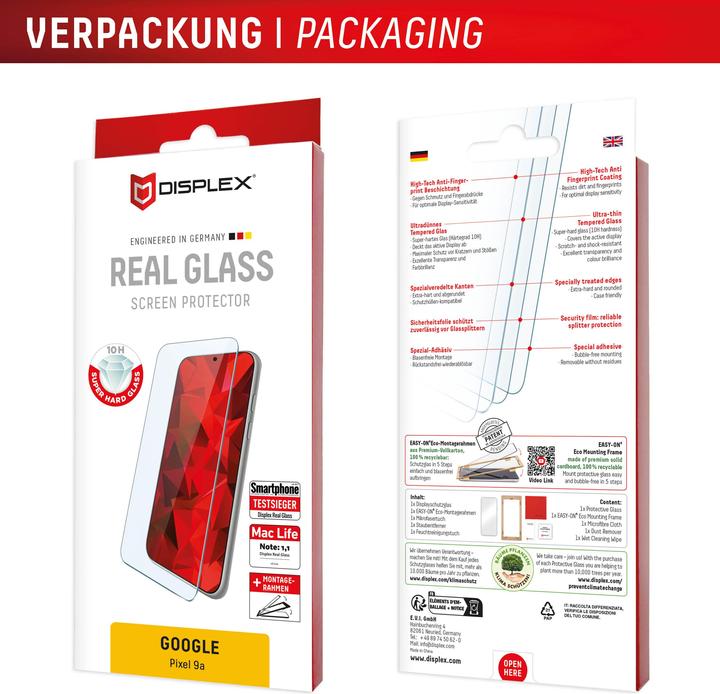 Actual product image Displex Real Glass, 2D armoured glass (1 Piece, Google Pixel 9a)