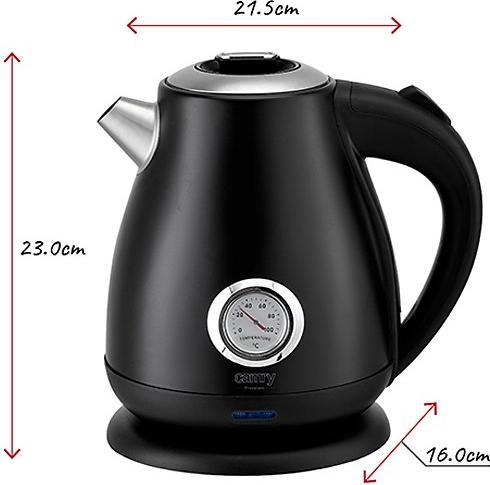 Productafbeelding Camry CR 1344 Elektrische waterkoker met thermometer 1,7L, zwart (1.70 l, EU-stekker)