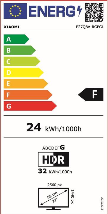 Energy Label Xiaomi G Pro 27i (2560 x 1440 pixels, 27")