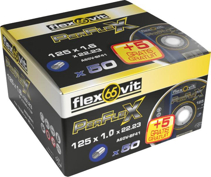 Immagine prodotto Saint-Gobain Flexovit 66252850061 Perflex Trennscheiben 125 x 1 mm 50+5 Stück
