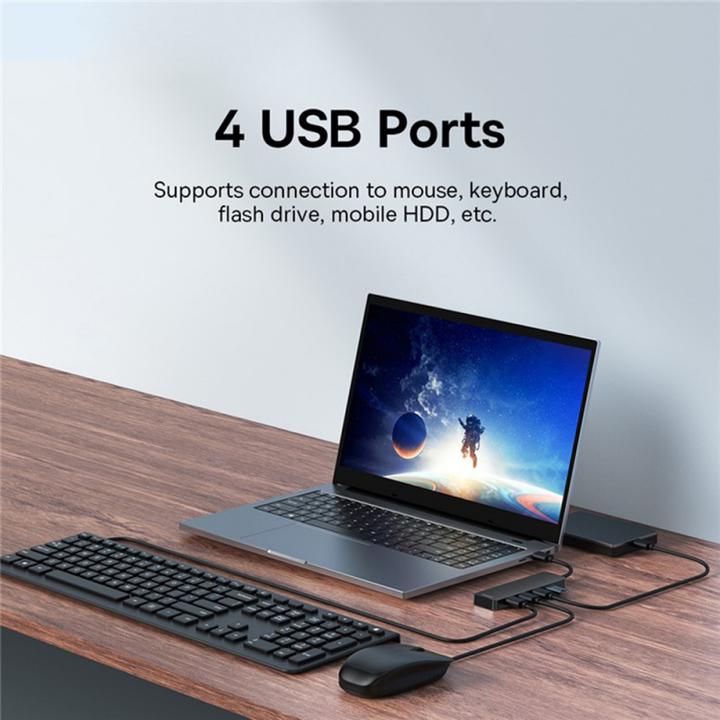 Actual product image Baseus 4in1 Hub UltraJoy Lite USB-A to USB 3.0 15 cm(black) (USB-A, 4 Ports)
