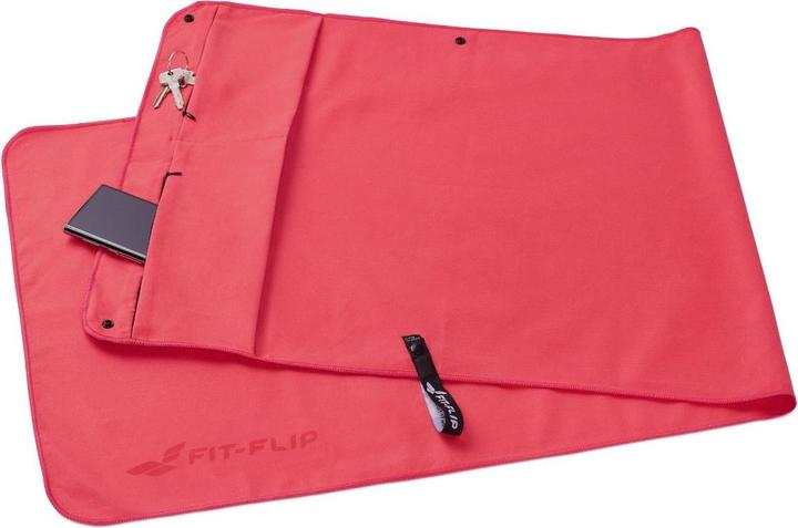 Fit-Flip Fitnesshandtuch Mikrofaser mit Reissverschlusstasche 130x48cm (130 x 48 cm)