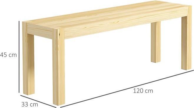 Produktbild Swisshandel24 Sitzbank 2-Sitzer, Landhausstil, Kiefernholz, Natur, 120x33x45cm (120 cm)