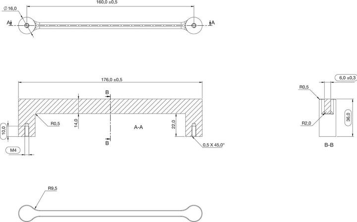 Produktbild Furnipart Möbelgriff ScHöheubladengriff Scope LA 160, Breite 176mm, ZN schwarz matt