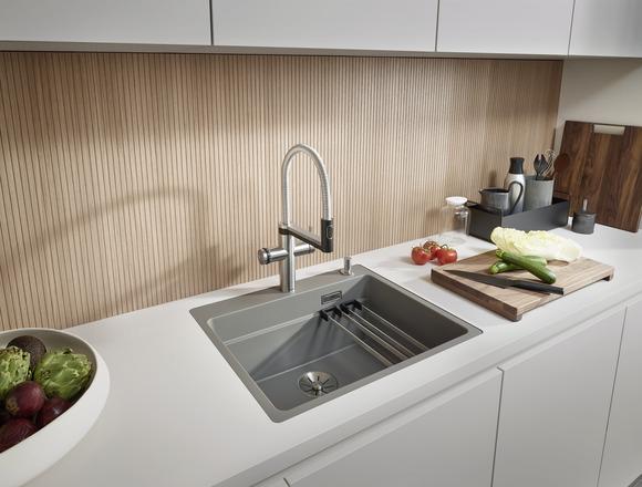 Produktbild Blanco ETAGON 6-F | SILGRANIT softweiss | Einbauart: Flächenbündig | mit Ablauffernbedienung, mit Zub (Einbauspüle, 59.10 cm, 50.10 cm)