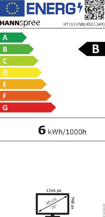Energie-Label Hannspree HT161HNB (1366 x 768 Pixel, 15.60")