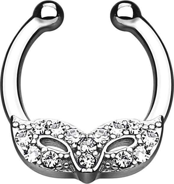 Star Piercing Fake Septum mit Kostümball-Maske silber