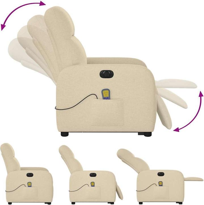 Actual product image VidaXL Electric massage chair with stand-up aid cream fabric