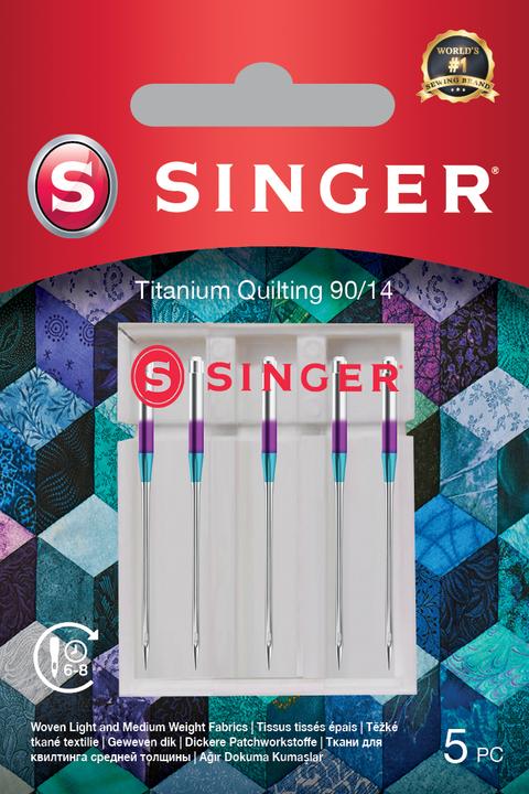 Singer TITANIUM QUILTING sewing machine needle, 90/14, pack of 5