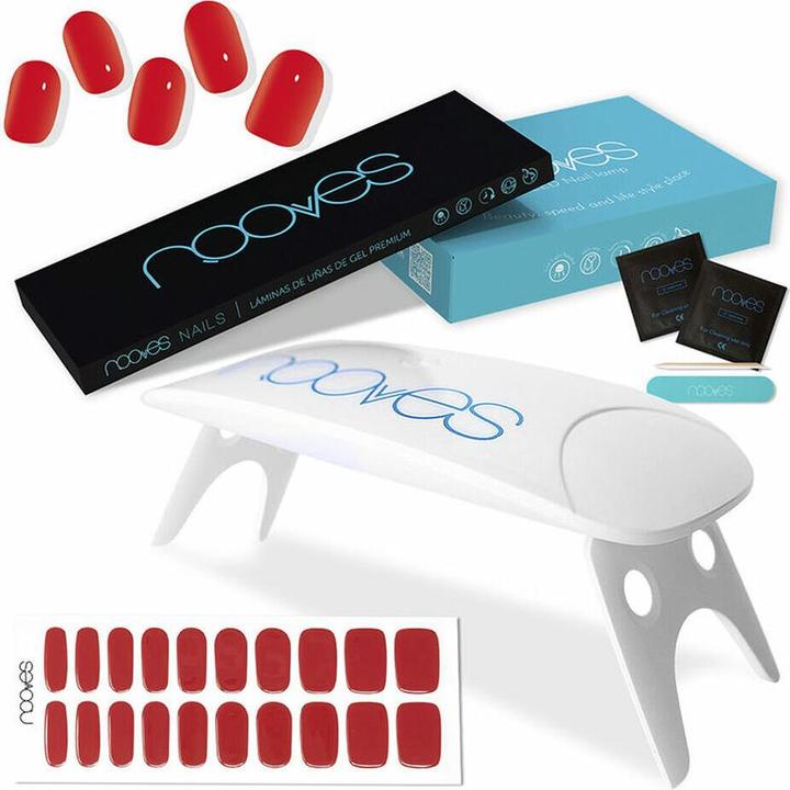 Immagine prodotto Nooves Foglietti per unghie in gel rosso pre-curati con lampada portatile UV/LED per unghie 8W Strisce per