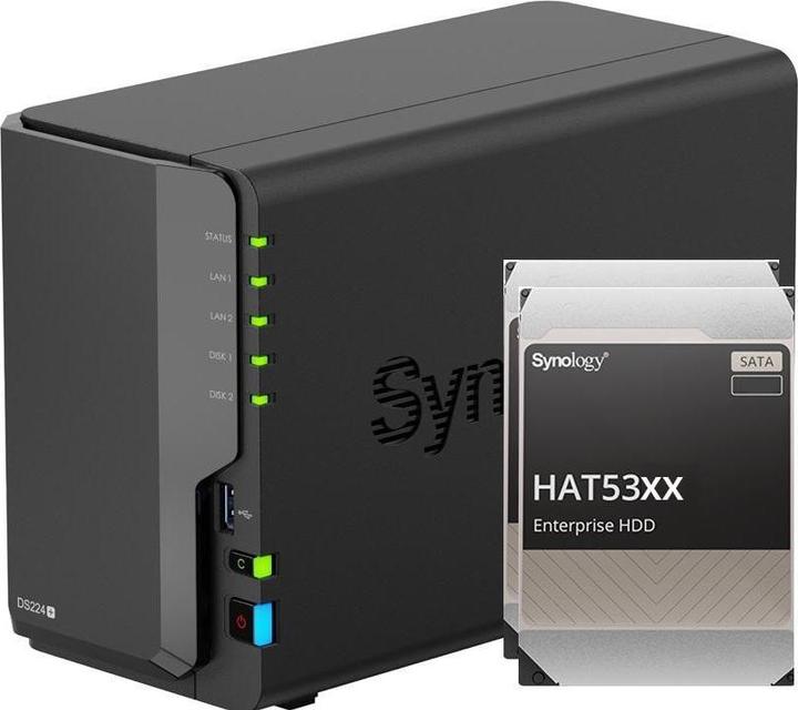 Actual product image Synology DS224+ (2 x 12 TB, Synology HAT 53xx)