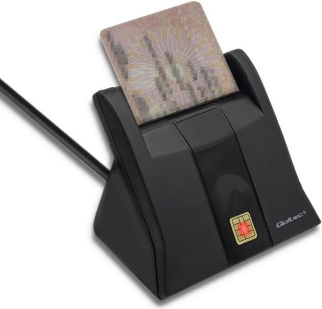 Actual product image Qoltec Skeneris Smart chip ID card scanner USB 2.0 Plug&Play vertical (USB 2.0)