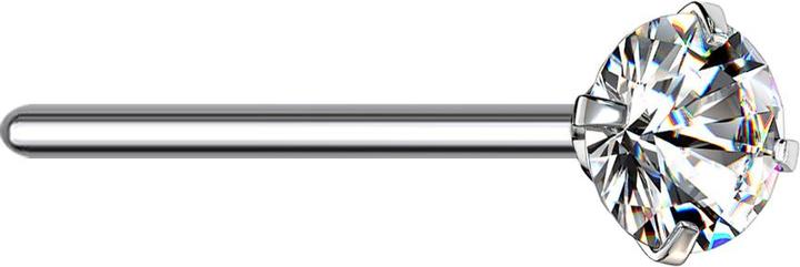 Star Piercing Nasenstecker biegen silber runder Kristall silber gefasst (ohne Messing, Titan G23)