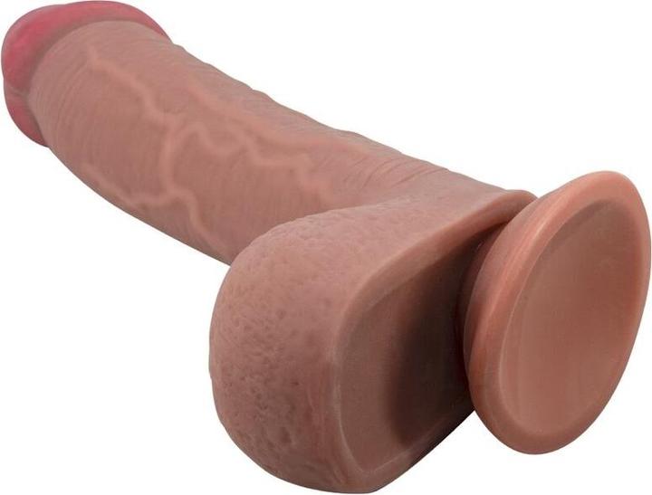 Actual product image Pretty Love Realistic Dildo Of The Sliding Skin Series With Sliding Skin Suction Cup Brown 23,4 cm
