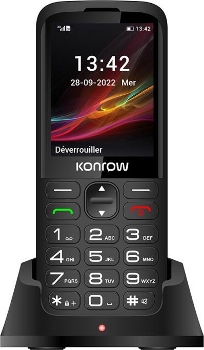 Actual product image Konrow Senior 280 (2.8" Screen - Dual Sim - With Charging Station) Black (2.80", 2G)
