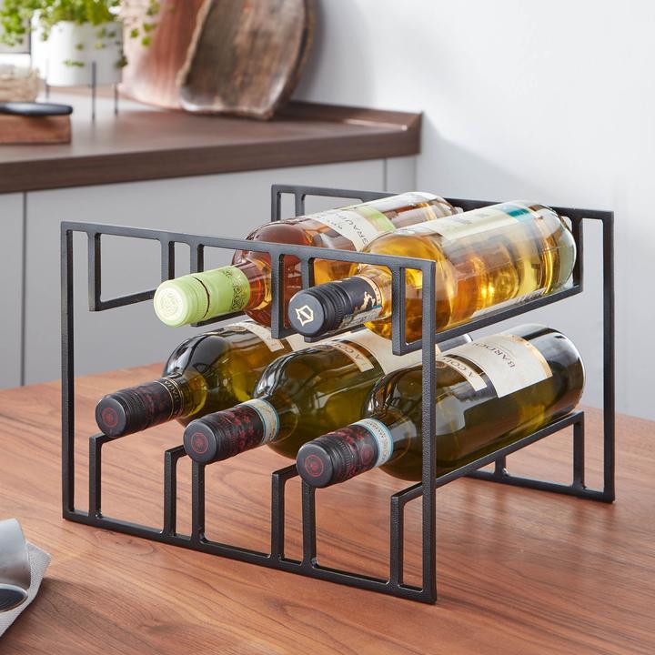 Produktbild FineBuy Weinflaschenhalter FB82257 Metall Schwarz (6 Fl.)