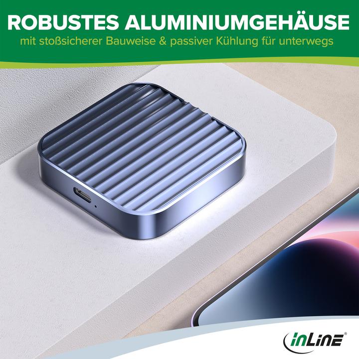 Productafbeelding InLine Clip Case - Magnetische USB-C behuizing voor SATA III & NVMe M.2 2230 SSD's (M.2 2230)