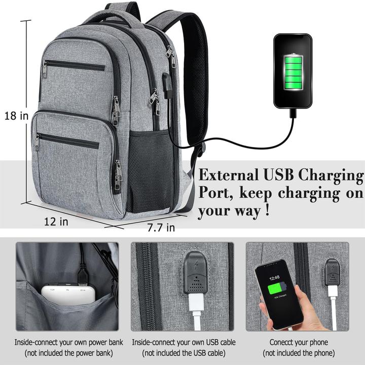 Produktbild Only-Bags.Store Rucksack, Schulrucksack wasserdicht Arbeit Laptop mit USB-Ladeanschluss, Reisen Wanderrucksack (32 l)