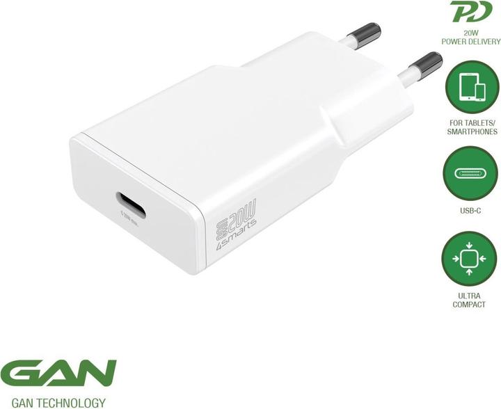 Actual product image 4smarts Power charger PDPlug Slim 20W GaN 1C white (20 W)