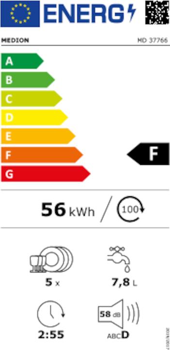 Label énergétique Medion LIFE® Lave-vaisselle de table DWT51 (MD 37766)