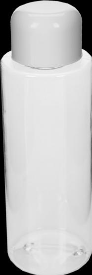 Actual product image Cosmetics bottle, plastic, white lid, for 100 ml, Ø 3.8 cm, height 11.5 cm