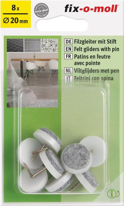 Fix-o-moll Felt glides with pin (Felt gliders, 8 Piece)