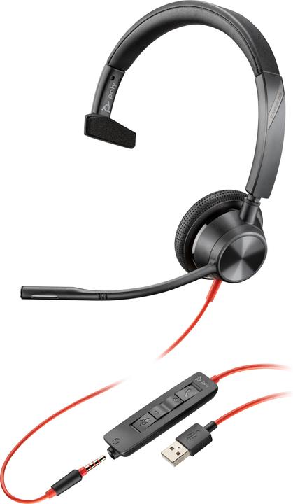Image du produit Poly HP Blackwire 3315 USB-A + 3.5mm Mono Headset, 207 g (Filaire, USB-A)