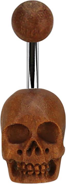 Produktbild Star Piercing Banane silber aus Sawo Holz mit Totenkopf (Chirurgenstahl 316L, Organisch, ohne Messing)