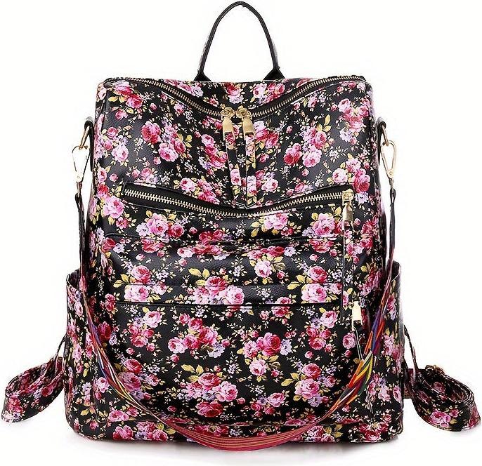 Immagine prodotto Only-Bags.Store Borsa zaino retrò, borsa a tracolla a due vie con tracolla Boho, zaino scuola in pelle vegana