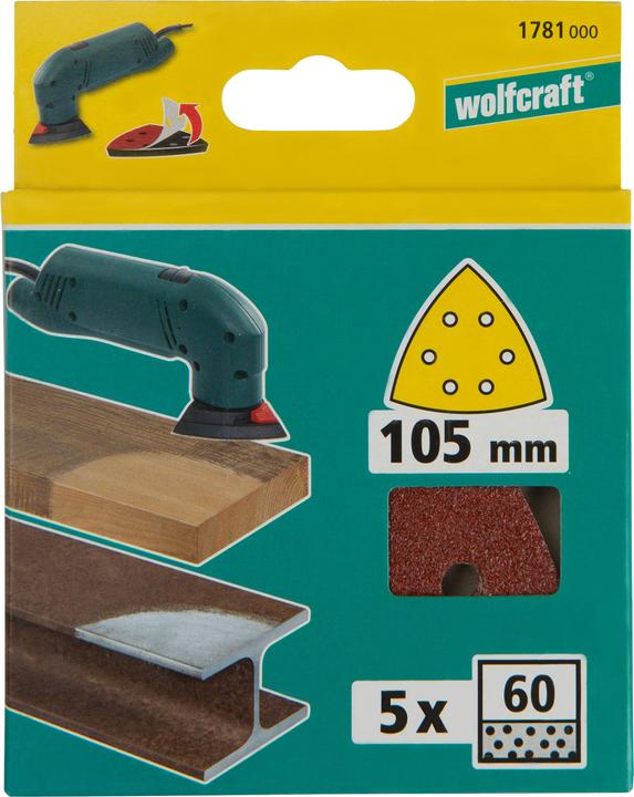 Produktbild wolfcraft wolfcraft 5 Haft-Schleifbl. Korund K40 Delta 105mm (40)