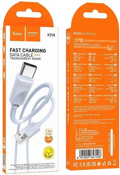 Immagine prodotto Hoco Cable cable USB A to Lightning 2,4 A X114 1 m blue (1 m, USB 3.2 Gen 1)
