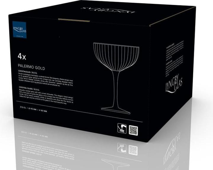 Actual product image Lyngby Glass - Palermo Cocktail glass 31 cl Gold 4 pc (3.15 dl, 4 x, Aperitif glasses)