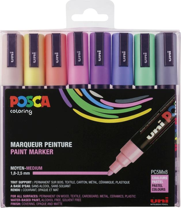 Immagine prodotto Posca Marchio PC-5M a punta tonda (multicolore, 2.50 mm, 8 x)