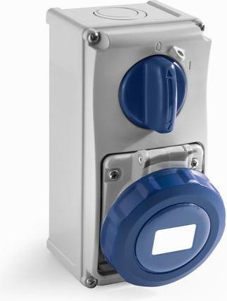 Productafbeelding Rs Pro Stopcontact blauw 2P+E, 230 V / 16A, wandmontage IP67